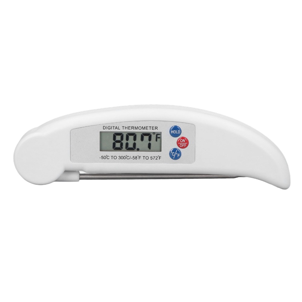 Thermometer Digital - ABS Edelstahl Digitales Lebensmittelthermometer Weiß-Rot Schnelle